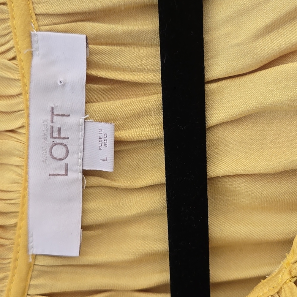 Ann Taylor LOFT Ruffle Peplum Sleeveless Blouse Yellow - Picture 5 of 6